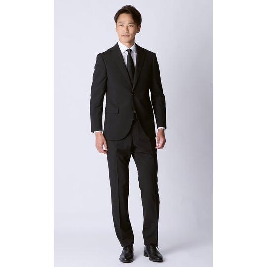 【洋服の青山】盛夏 ブラック系 シングルスタンダードサマーフォーマル【YA/A/AB/BE】【清涼】【Plastics Smart】 【ジャケット】 2ボタン 背抜きの画像