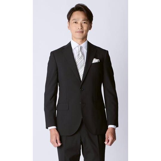 【洋服の青山】盛夏 ブラック系 シングルスタンダードサマーフォーマル【YA/A/AB/BE】【清涼】【Plastics Smart】 【ジャケット】 2ボタン 背抜きの画像