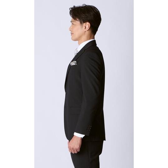 【洋服の青山】盛夏 ブラック系 シングルスタンダードサマーフォーマル【YA/A/AB/BE】【清涼】【Plastics Smart】 【ジャケット】 2ボタン 背抜きの画像