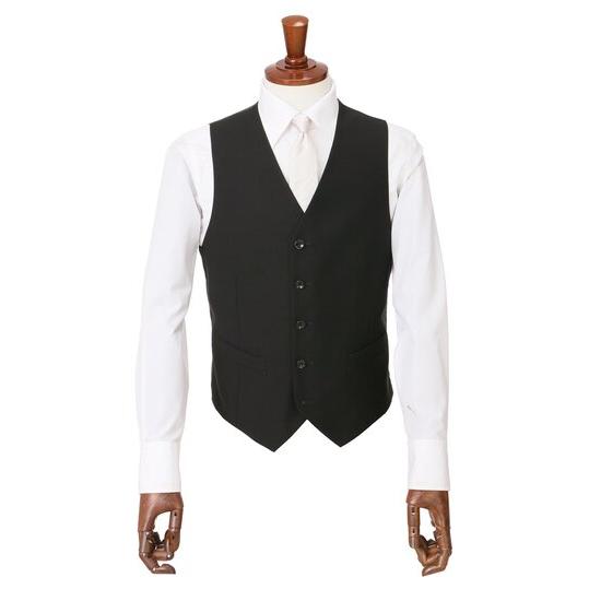 【洋服の青山】スリーシーズン ブラック系 シングルスタイリッシュフォーマル【スリーピース】【濃染加工】 【ジャケット】 2ボタン 背抜き 本台場 脇当ての画像
