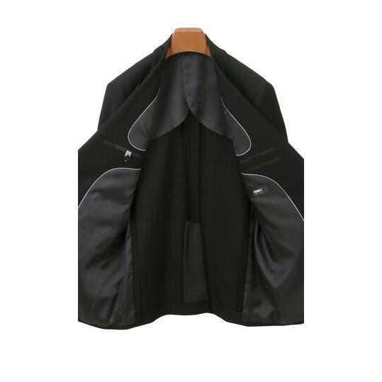 【洋服の青山】スリーシーズン ブラック系 シングルスタイリッシュフォーマル【YA/A/AB/BE体】【スリーピース】【濃染加工】 【ジャケット】 2ボタン 背抜きの画像