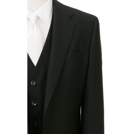 【洋服の青山】スリーシーズン ブラック系 シングルスタイリッシュフォーマル【YA/A/AB/BE体】【スリーピース】【濃染加工】 【ジャケット】 2ボタン 背抜きの画像
