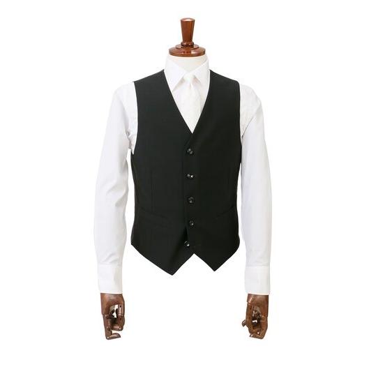 【洋服の青山】スリーシーズン ブラック系 シングルスタイリッシュフォーマル【YA/A/AB/BE体】【スリーピース】【濃染加工】 【ジャケット】 2ボタン 背抜きの画像