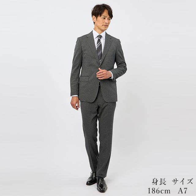【洋服の青山】2パンツ 肩くるしくない スーツ メンズ スリム 秋冬 グレー ツーパンツ 疲れない 洗える ストレッチ 動きやすい シワになりにくい ビジネス 男性の画像