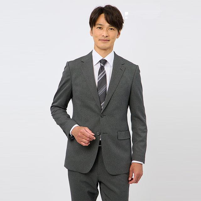 【洋服の青山】2パンツ 肩くるしくない スーツ メンズ スリム 秋冬 グレー ツーパンツ 疲れない 洗える ストレッチ 動きやすい シワになりにくい ビジネス 男性の画像