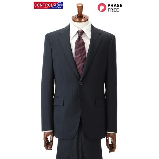 【洋服の青山】【ツーパンツ】メンズ スーツ オールシーズン 春夏秋冬 ネイビー 紺 スタイリッシュ【CONTROLα】ビジネス オフィス 紳士服 男性 通勤の画像
