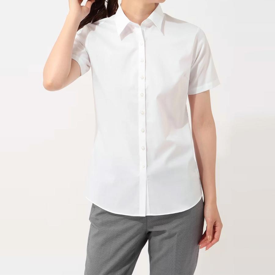 AOYAMA 【洋服の青山】ブラウス 半袖 レディース 夏 ホワイト 白 無地
