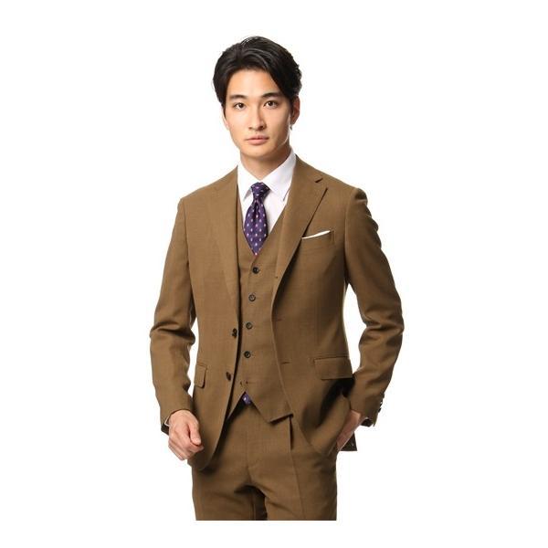 春夏用 ブラウン系 スタイリッシュスーツ【スリーピース】【3つ釦段