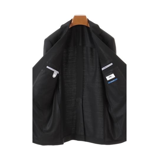 【洋服の青山】メンズ スーツ オールシーズン用 ブラック系 スタイリッシュスーツ【ツーパンツ】【就活】【黒無地】男性 紳士服 パンツ2着 ビジネス リクルートの画像