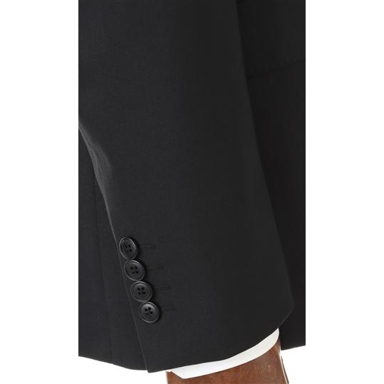 【洋服の青山】メンズ スーツ オールシーズン用 ブラック系 スタイリッシュスーツ【ツーパンツ】【就活】【黒無地】男性 紳士服 パンツ2着 ビジネス リクルートの画像