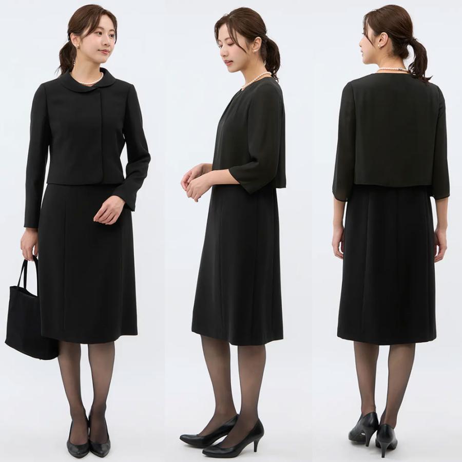 AOYAMA 【洋服の青山】ブラックフォーマル ワンピース クロスカラー