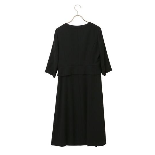 【洋服の青山】喪服 礼服 2点 セット ワンピース ジャケット ステンカラージャケット ブラック フォーマル セットアップ 重ね着風 Aライン 通夜 告別式 葬式の画像