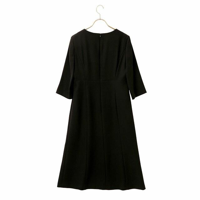 【洋服の青山】テーラードカラー アンサンブル レディース オールシーズン ブラック ウォッシャブル 洗える 黒無地 ジャケット + ワンピース 後ろファスナーの画像