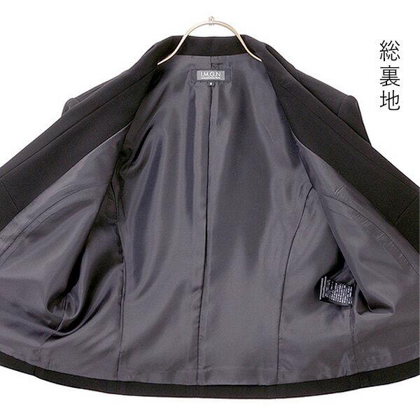 【洋服の青山】テーラードカラー アンサンブル レディース オールシーズン ブラック ウォッシャブル 洗える 黒無地 ジャケット + ワンピース 後ろファスナーの画像