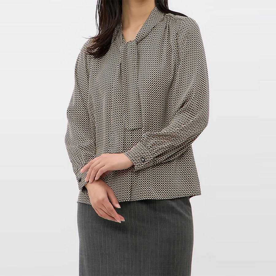 AOYAMA 【洋服の青山】ボウタイ ブラウス リボン シフォン 長袖 通勤 