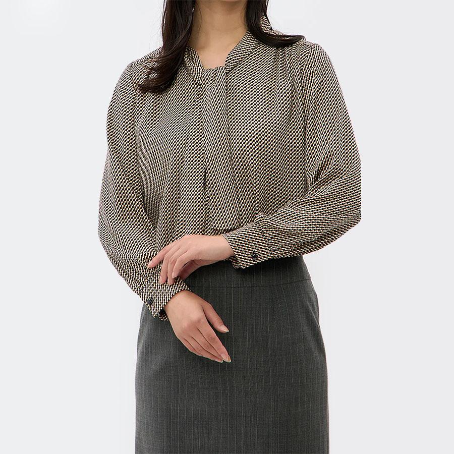 AOYAMA 【洋服の青山】ボウタイ ブラウス リボン シフォン 長袖 通勤 