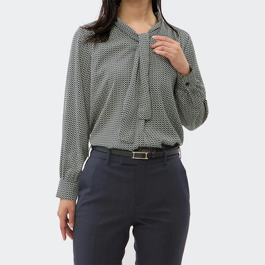 AOYAMA 【洋服の青山】ボウタイ ブラウス リボン シフォン 長袖 通勤