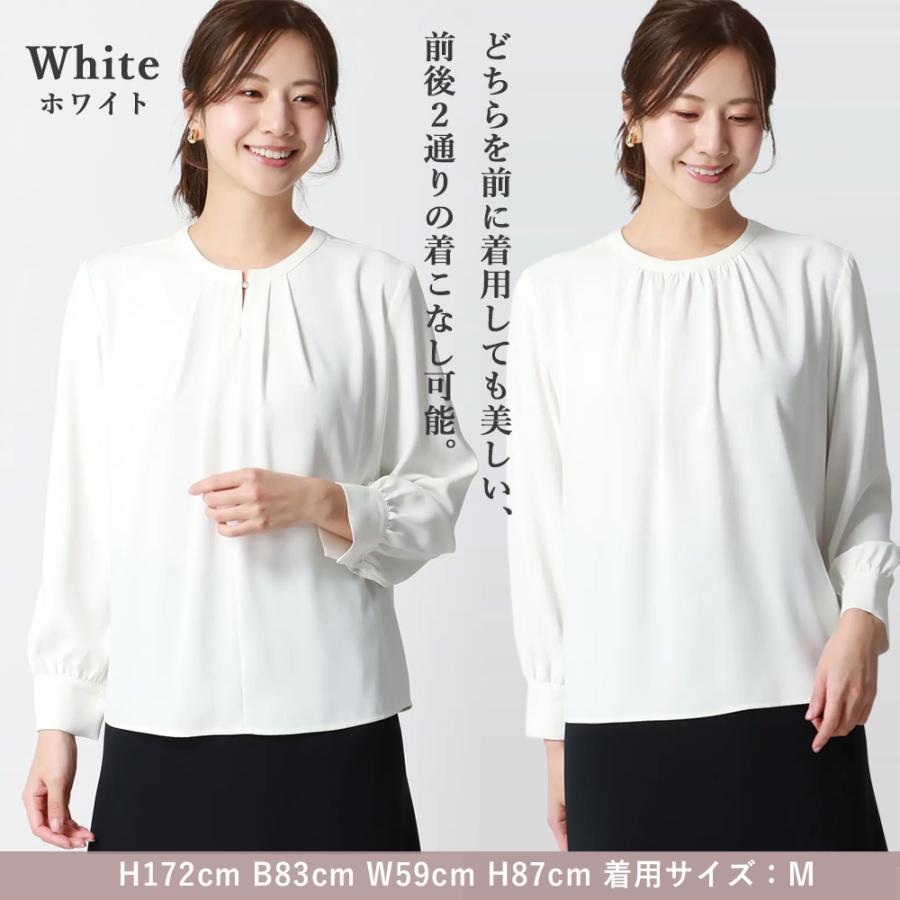 AOYAMA 【洋服の青山】前後2WAY ブラウス 長袖 襟なし レディース 春夏