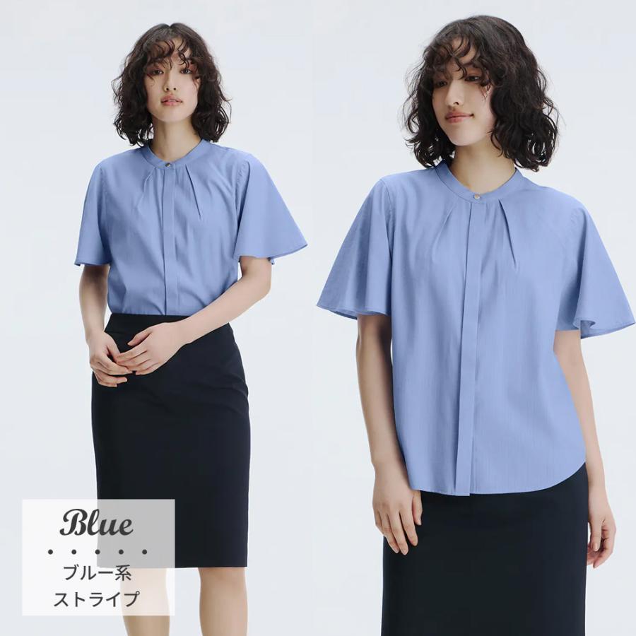 AOYAMA 【洋服の青山】ブラウス レディース 春夏用 ブルー バンド