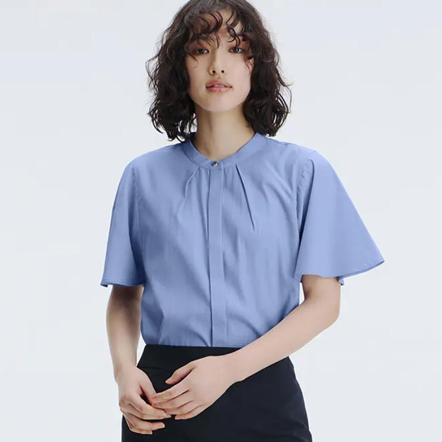 AOYAMA 【洋服の青山】ブラウス レディース 春夏用 ブルー バンド