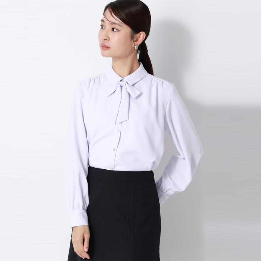 AOYAMA 【洋服の青山】取り外しリボンブラウス レディース 長袖 リボン