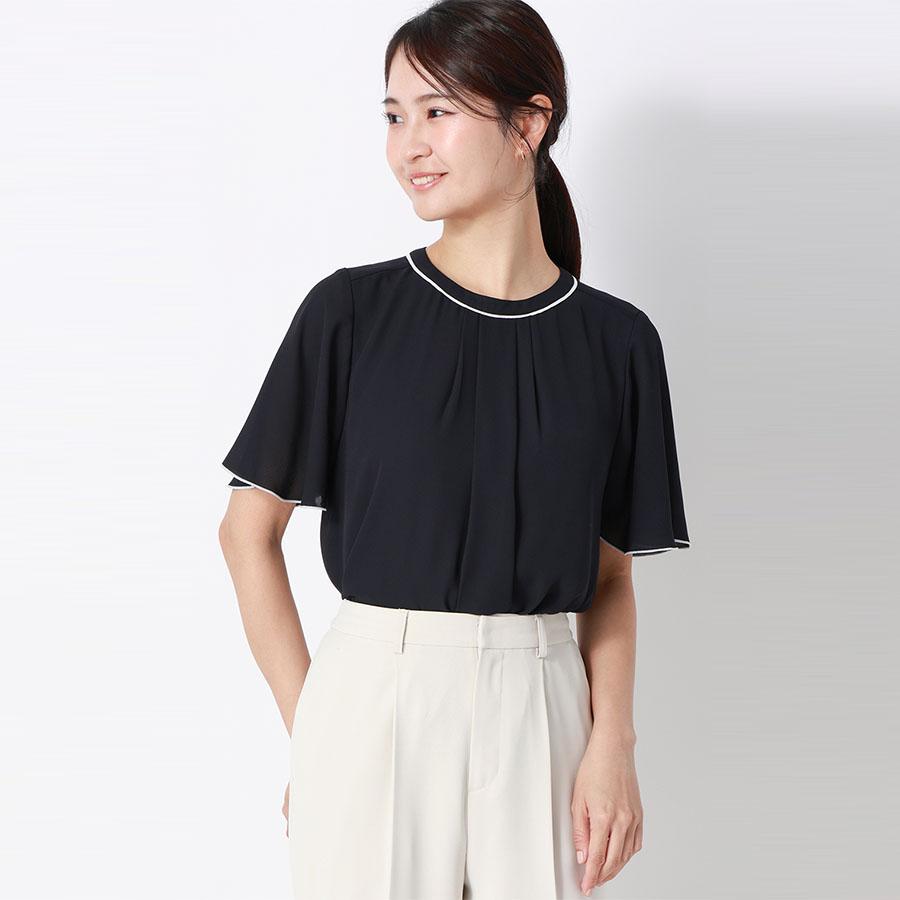 セオリー 20AW プルオーバーブラウス シャツ 半袖 プルオーバー S 黒 Theory - セオリー Theory 半袖 ブラウス Vネック ウォッシャブル