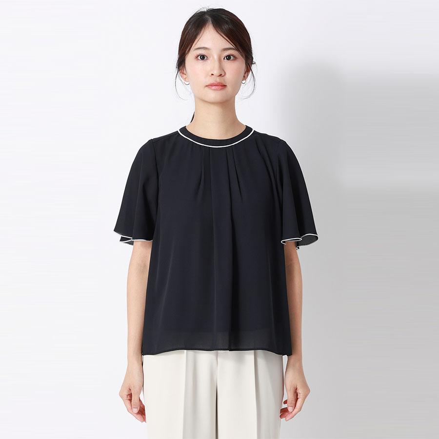 近年モデル　PLATS PLATS 3 濃い青 半袖　プルオーバー　ブラウス PLEATS PLEASE ISSEY MIYAKE（プリーツプリーズイッセイミヤケ)中古
