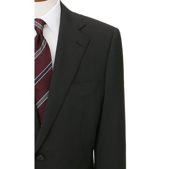 【洋服の青山】肩くるしくないスーツ メンズ ゆったり 春夏用 グレー ストライプ 2ボタン サイドベンツ ツータック 大きいサイズ 洗える ストレッチ 動きやすいの画像