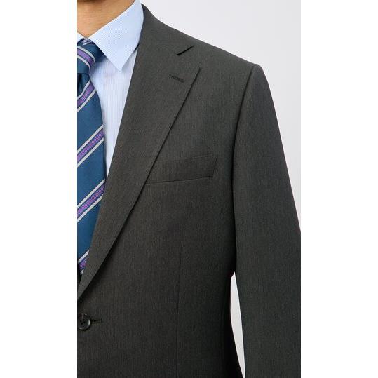 【洋服の青山】肩くるしくないスーツ 疲れない メンズ ゆったり 秋冬 グレー 灰色 シングル 2ボタン ツータック 洗える 動きやすい シワになりにくい ビジネスの画像