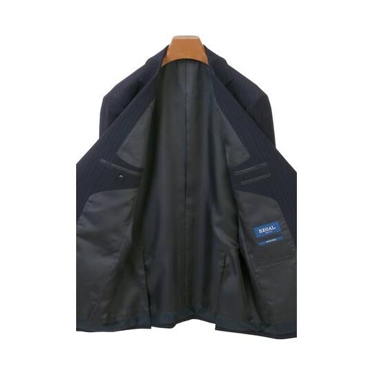 【洋服の青山】秋冬 ネイビー系 スタンダードスーツ【肩くるしくないスーツ】【ツーパンツ】【Plastics Smart】 【ジャケット】 2ボタン 総裏 脇当ての画像