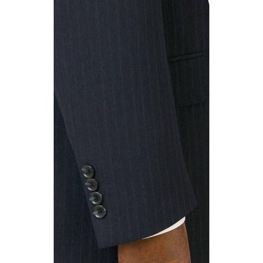【洋服の青山】秋冬 ネイビー系 スタンダードスーツ【肩くるしくないスーツ】【ツーパンツ】【Plastics Smart】 【ジャケット】 2ボタン 総裏 脇当ての画像