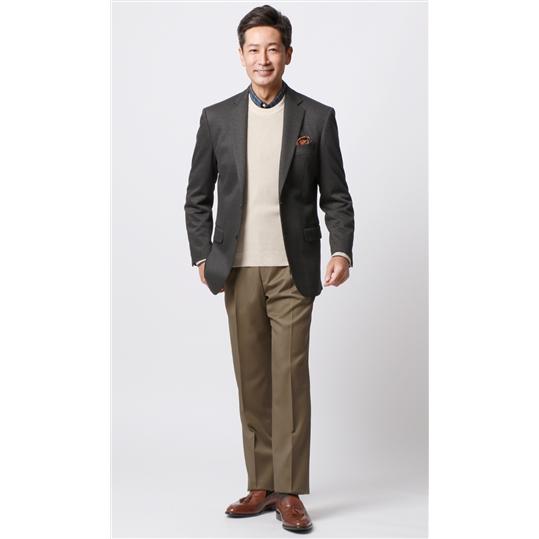 Charcoal jacket deals khaki pants