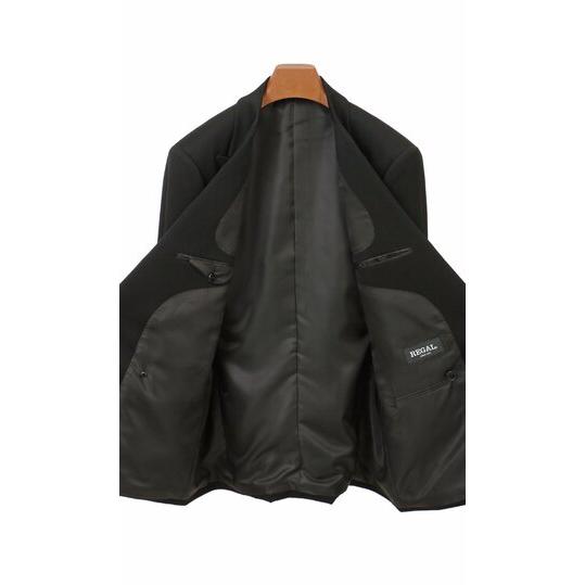 【洋服の青山】スリーシーズン ブラック系 ダブルスタンダードフォーマル【A/AB/BE体】【濃染深色加工】 【ジャケット】 ダブル4ボタン ピークドラペル 総裏の画像