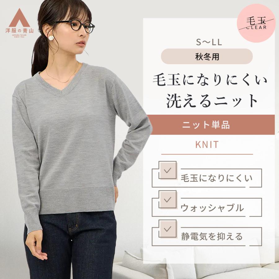 AOYAMA 【洋服の青山】洗える 毛玉になりにくい ニット 長袖