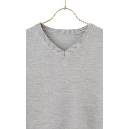 あお タグ付✨未使用品 プラージュ 洗えるシルク混Vネックセーター グレー AOYAMA 【洋服の青山】洗える 毛玉になりにくい ニット 長袖