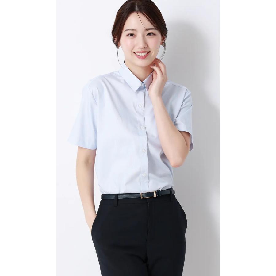 AOYAMA 【洋服の青山】盛夏 ブルー系 冷感レギュラーカラーブラウス