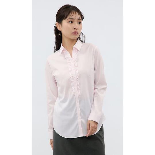 AOYAMA 【洋服の青山】透け軽減 シワになりにくい フリルブラウス