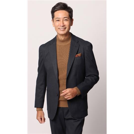 AOYAMA 【洋服の青山】ジャケット メンズ 秋冬用 ネイビー 紺 織柄