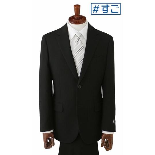【洋服の青山】A/AB/BE体 超ストレッチ アジャスター 礼服 喪服 スリム フォーマルスーツ メンズ 春秋冬 ブラックスーツ ブラックフォーマル 黒無地 冠婚葬祭の画像