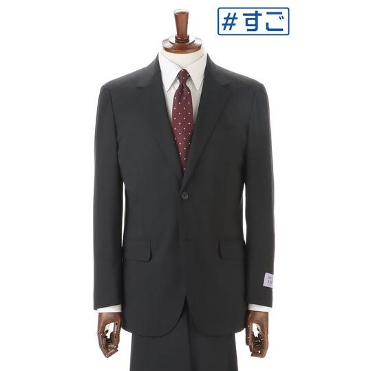 【洋服の青山】盛夏 ネイビー系 スタイリッシュスーツ【＃すごスーツ】【清涼】【Plastics Smart】 【ジャケット】 2ボタン 背裏無し センターベントの画像