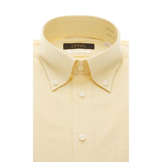 淡い黄色 ボタンダウン 長袖シャツ⭐︎青山（徹底比較】ノンアイロン  