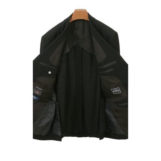 【洋服の青山】盛夏 ブラック系 シングルスタンダードサマーフォーマル【A/AB/BE体】【清涼】【DORMEUIL】 【ジャケット】 2ボタン 背抜き 本台場 脇当ての画像