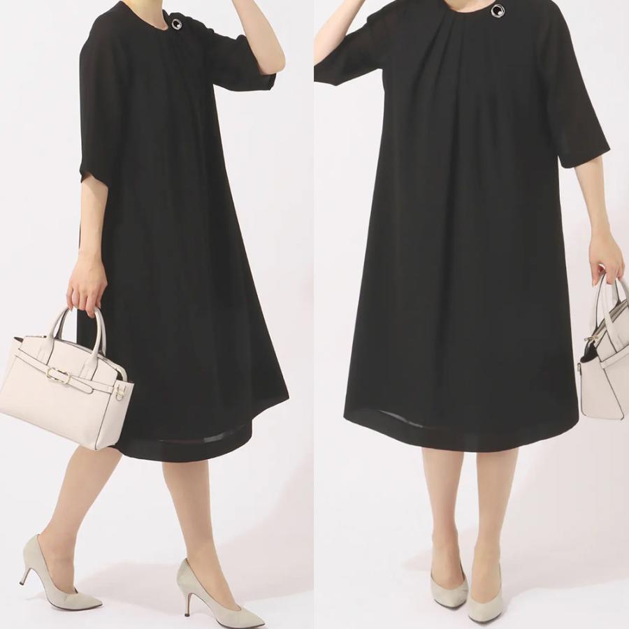 AOYAMA 【洋服の青山】清涼 タック入り フォーマルワンピース