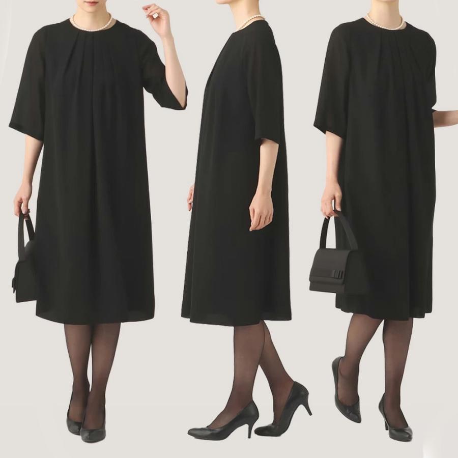 AOYAMA 【洋服の青山】清涼 タック入り フォーマルワンピース