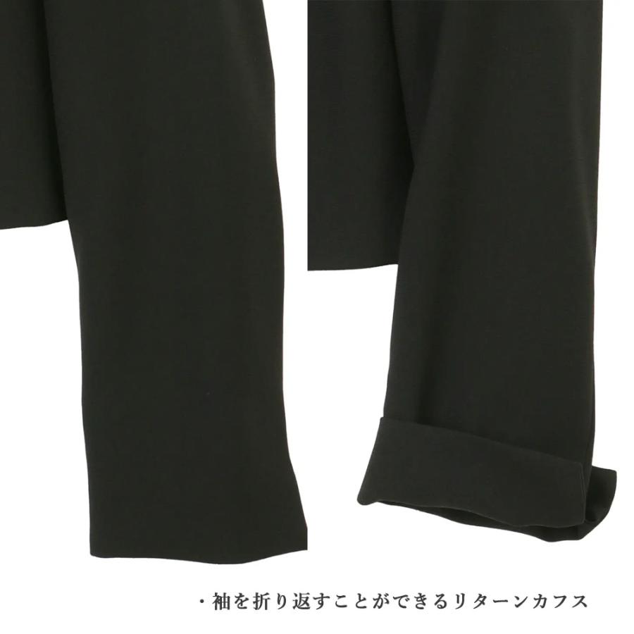 【洋服の青山】洗える 喪服 礼服 レディース 2点 セット ワンピース ジャケット ノーカラー 濃染 ブラック フォーマル セットアップ タック ひざ下丈 前開きの画像
