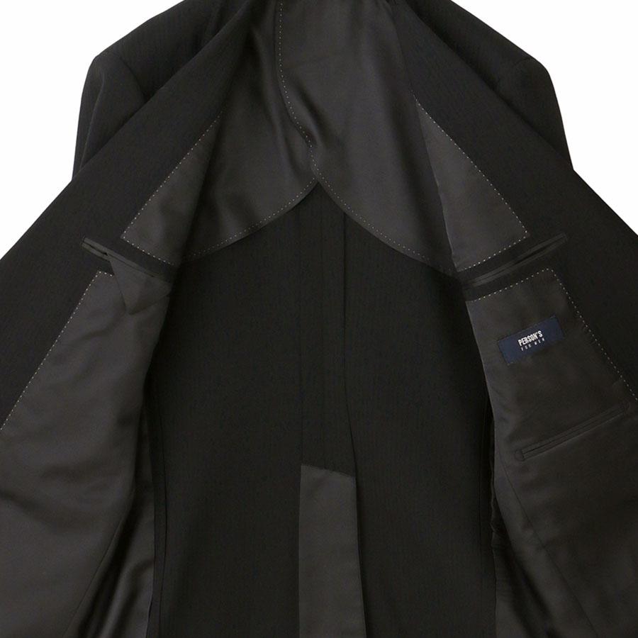 【洋服の青山】ツーパンツ 2パンツ スーツ メンズ スリム 春夏 ブラック 黒 2ボタン シングル 背抜き ストレッチ 動きやすい 動ける 細身 細め ビジネス 通勤の画像