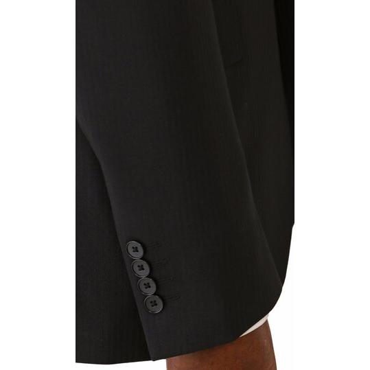 【洋服の青山】ツーパンツ 2パンツ スーツ メンズ スリム 春夏 ブラック 黒 2ボタン シングル 背抜き ストレッチ 動きやすい 動ける 細身 細め ビジネス 通勤の画像
