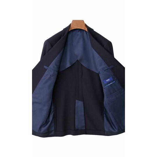 【洋服の青山】ツーパンツ 2パンツ スーツ メンズ スリム 春夏 ネイビー 紺 2ボタン シングル 洗える ストレッチ 動きやすい 動ける 細身 細め ビジネス 通勤の画像