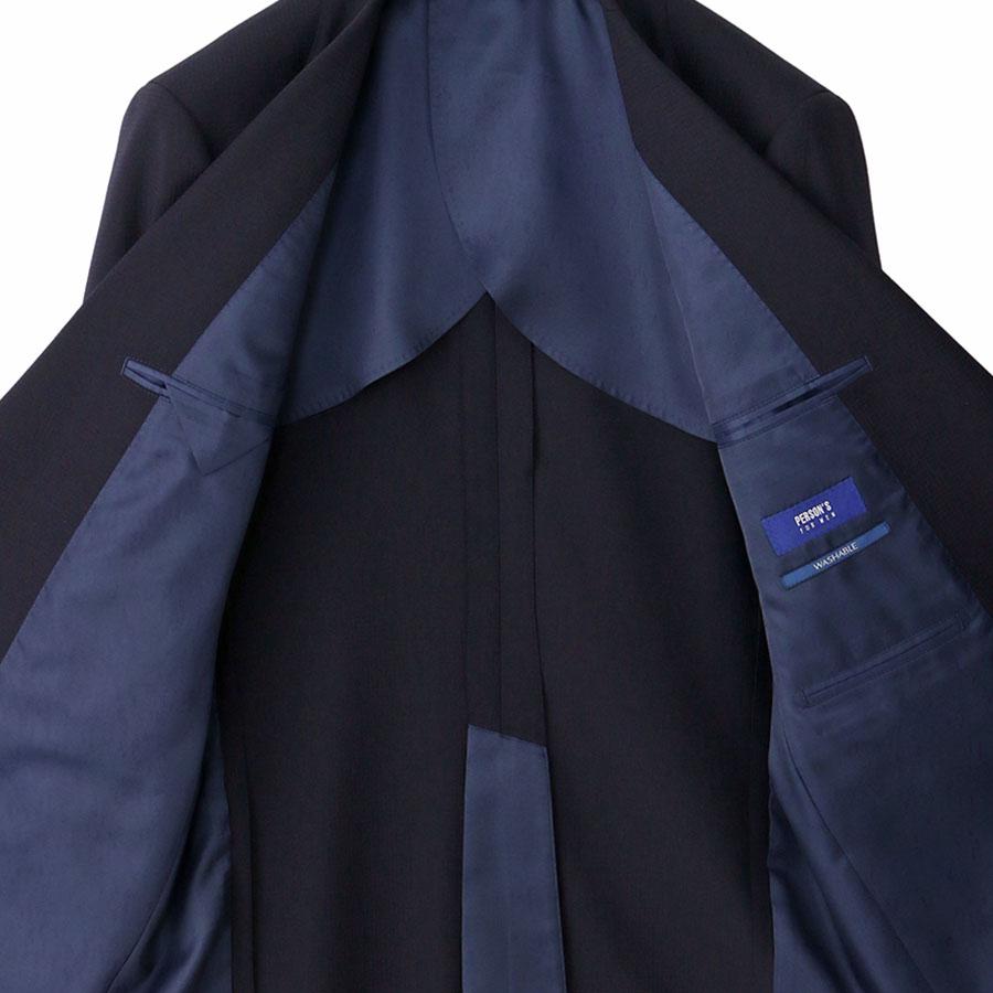 【洋服の青山】ツーパンツ 2パンツ スーツ メンズ スリム 春夏 ネイビー 紺 2ボタン シングル 洗える ストレッチ 動きやすい 動ける 細身 細め ビジネス 通勤の画像