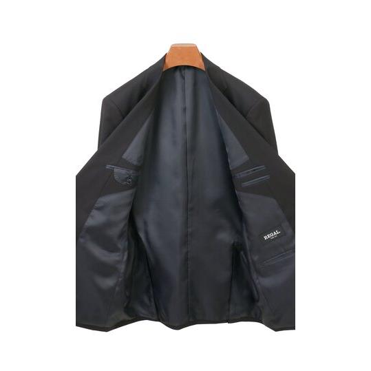 【洋服の青山】秋冬 ネイビー系 スタンダードスーツ【ツーパンツ】【Plastics Smart】  【ジャケット】 2ボタン 総裏 切り台場 脇当て サイドベンツの画像